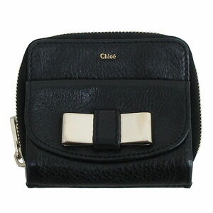 Chloe Lily Compact Zip Wallet Bifold Black Leather